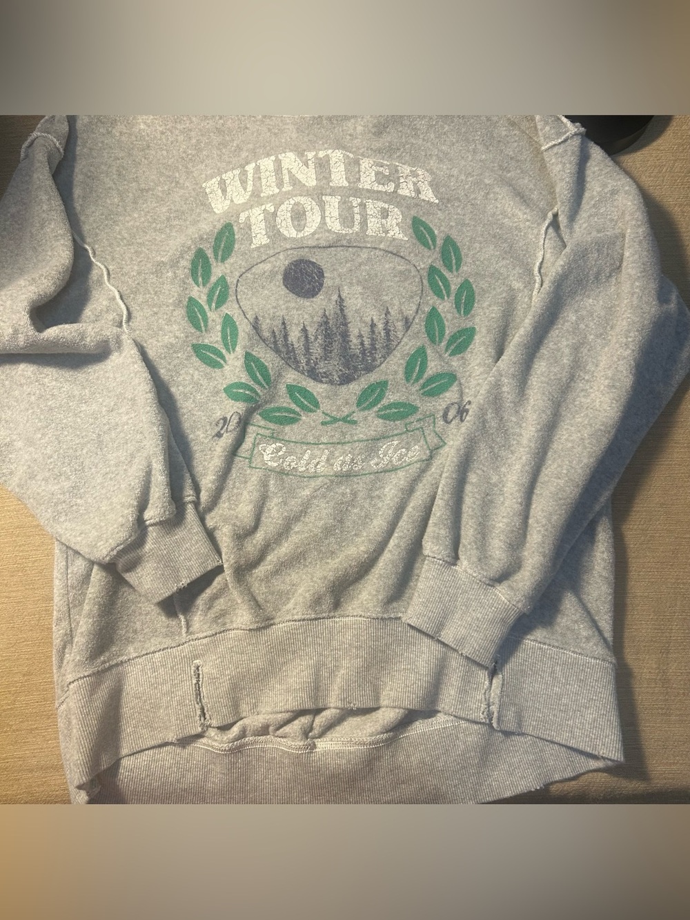Gray 'Winter Tour' Graphic Sweatshirt - Green Accent - Picture 3 of 4
